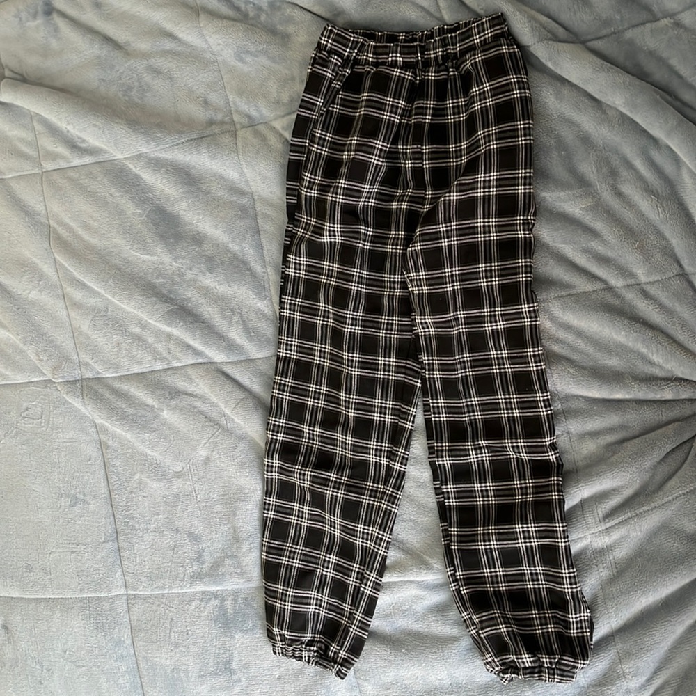 Girls Baggy Pants Black Plaid Shein 10Y with Pockets Trendy
